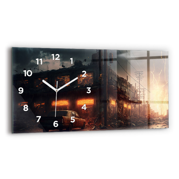 Horloge murale horizontale Bâtiment apocalyptique
