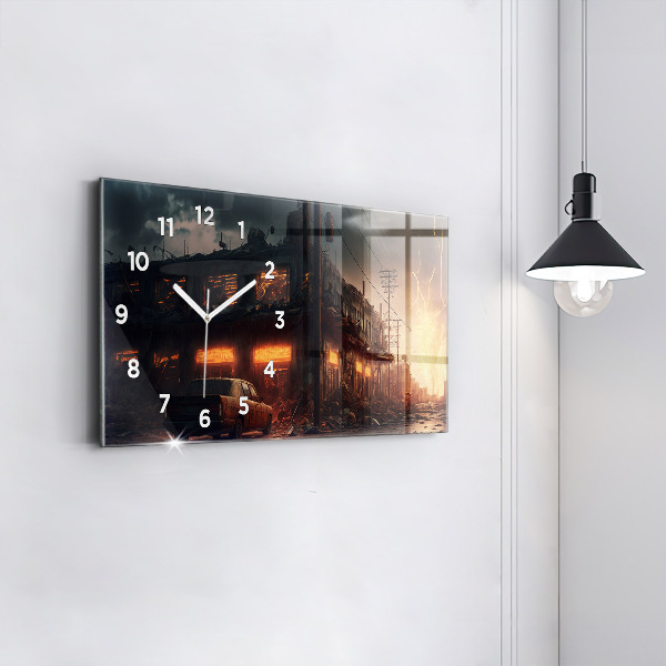 Horloge murale horizontale Bâtiment apocalyptique