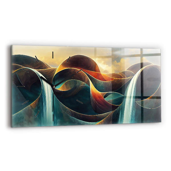 Horloge murale horizontale 'Arrière-plan d''une cascade qui coule'