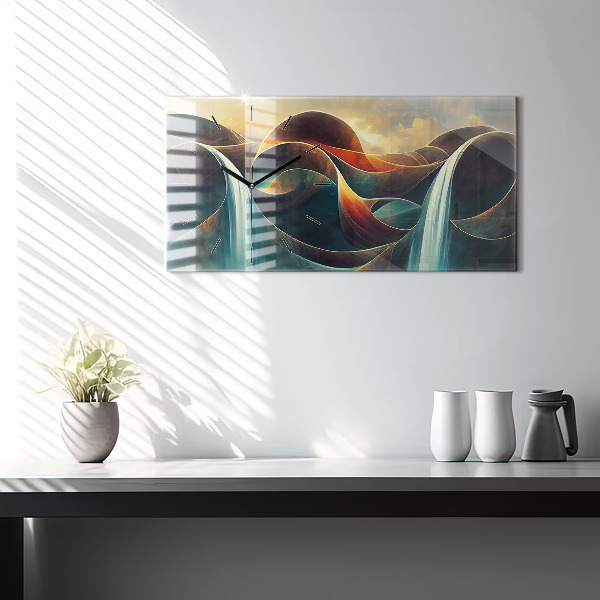 Horloge murale horizontale 'Arrière-plan d''une cascade qui coule'