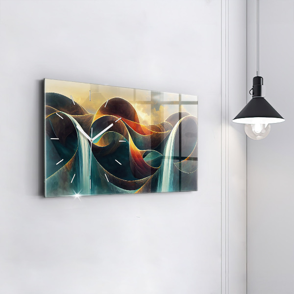 Horloge murale horizontale 'Arrière-plan d''une cascade qui coule'