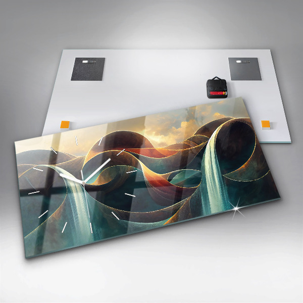 Horloge murale horizontale 'Arrière-plan d''une cascade qui coule'