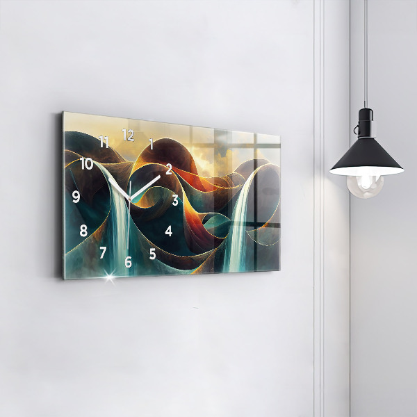 Horloge murale horizontale 'Arrière-plan d''une cascade qui coule'
