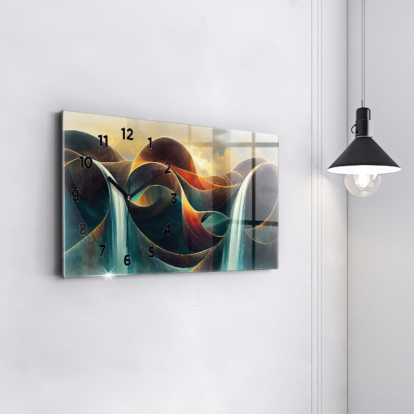 Horloge murale horizontale 'Arrière-plan d''une cascade qui coule'