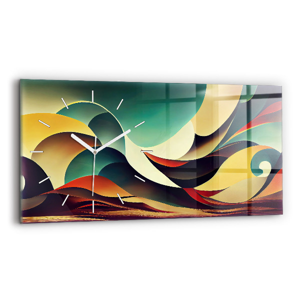 Horloge murale horizontale Arrière-plan de lignes abstraites