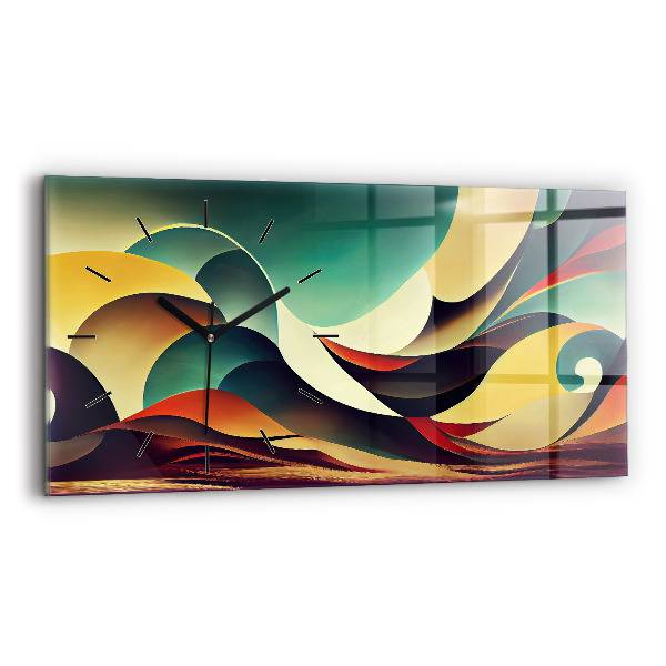 Horloge murale horizontale Arrière-plan de lignes abstraites