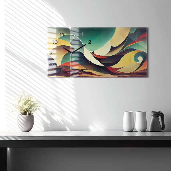 Horloge murale horizontale Arrière-plan de lignes abstraites