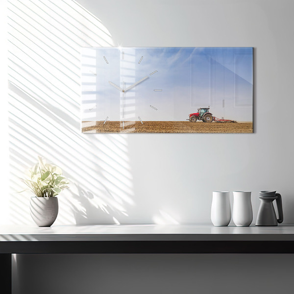 Horloge rectangulaire horizontale Un agriculteur sur un tracteur
