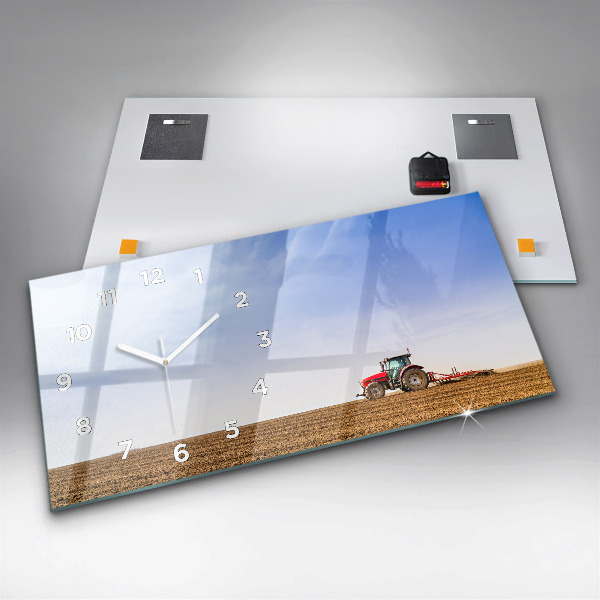 Horloge rectangulaire horizontale Un agriculteur sur un tracteur
