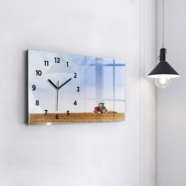 Horloge rectangulaire horizontale Un agriculteur sur un tracteur