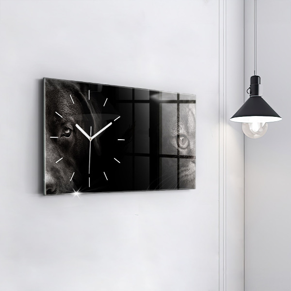 Horloge rectangulaire horizontale Chien et chat Scottish Fold