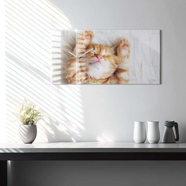 Horloge rectangulaire horizontale Petit chaton endormi