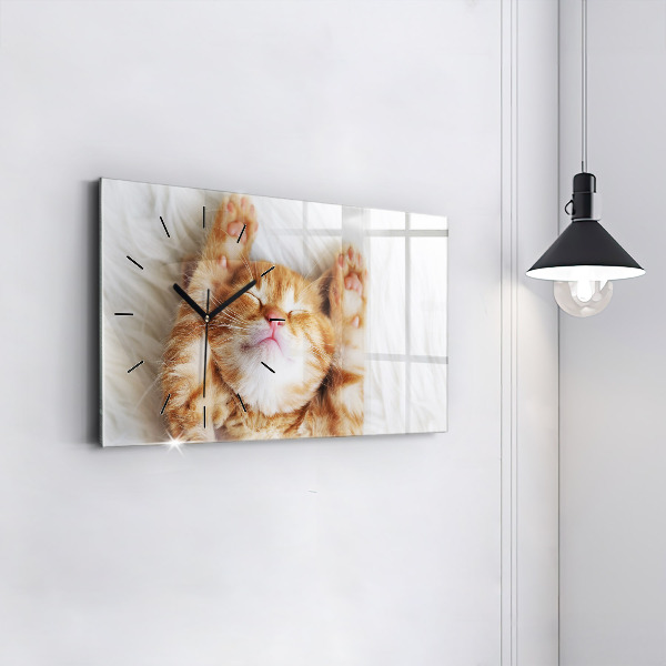 Horloge rectangulaire horizontale Petit chaton endormi