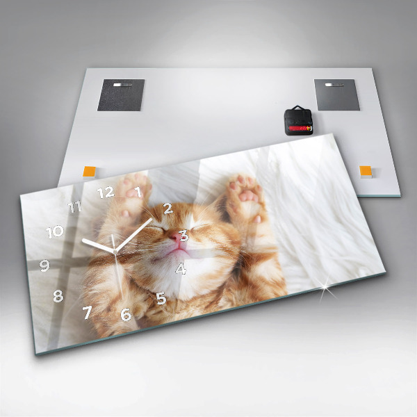 Horloge rectangulaire horizontale Petit chaton endormi
