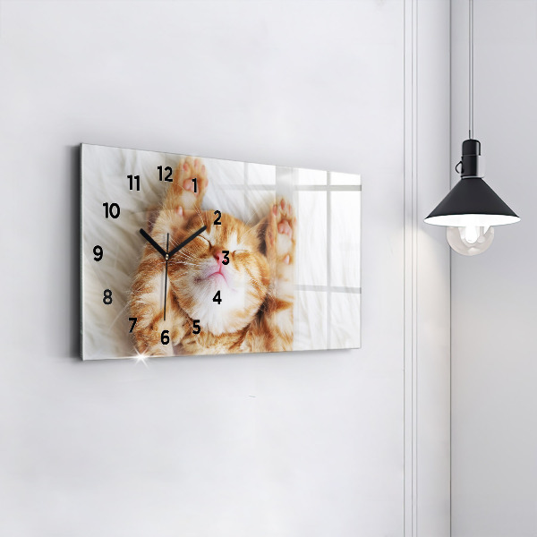 Horloge rectangulaire horizontale Petit chaton endormi