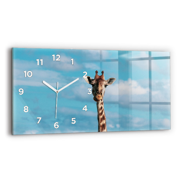 Horloge murale horizontale Grande girafe sur fond de ciel