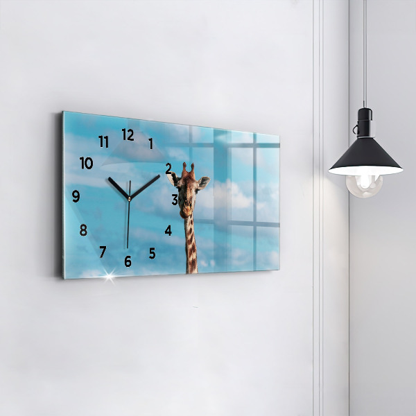 Horloge murale horizontale Grande girafe sur fond de ciel