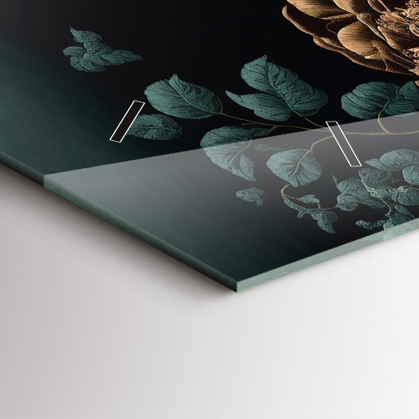 Horloge murale horizontale Fleurs et papillons dorés