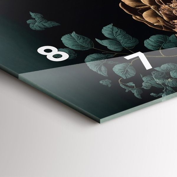 Horloge murale horizontale Fleurs et papillons dorés