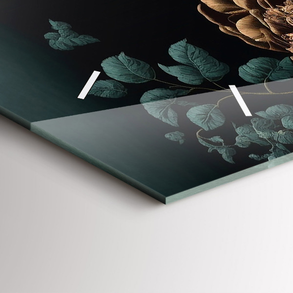 Horloge murale horizontale Fleurs et papillons dorés