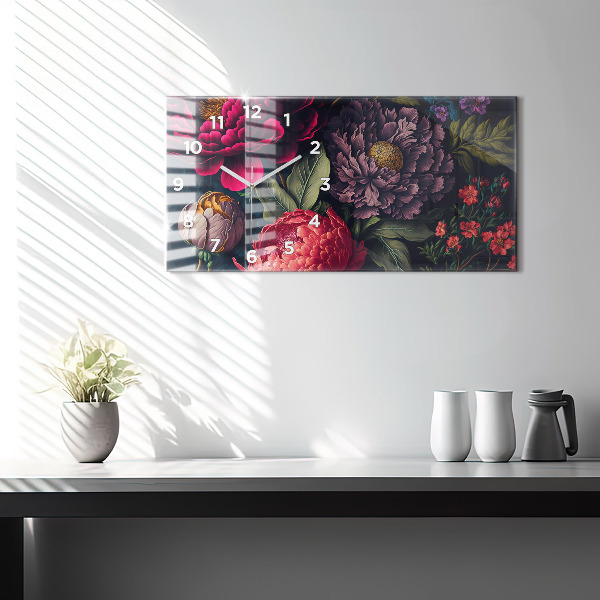 Horloge murale horizontale Bouquet de fleurs vintage