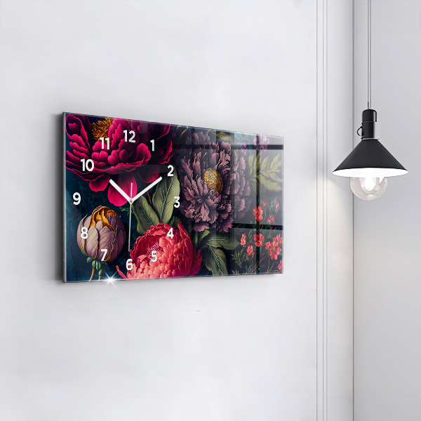 Horloge murale horizontale Bouquet de fleurs vintage