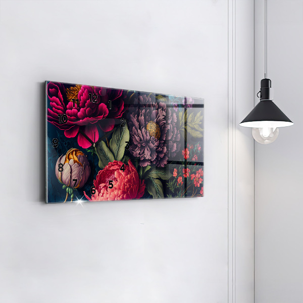 Horloge murale horizontale Bouquet de fleurs vintage