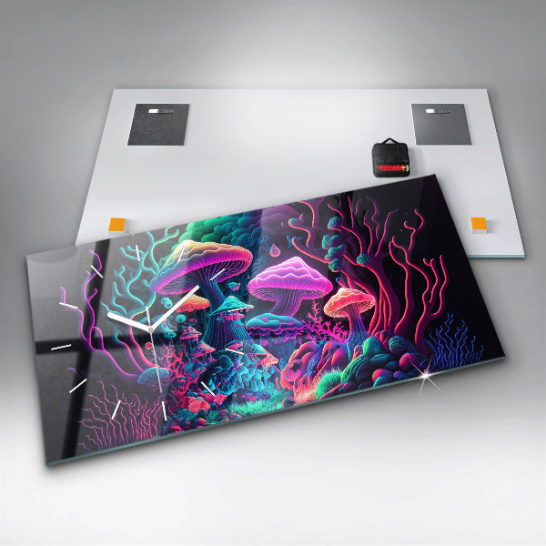 Horloge murale horizontale Champignons néon