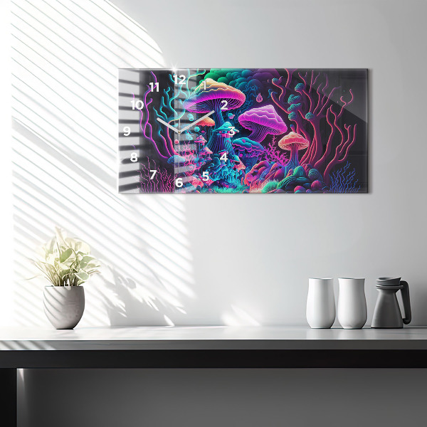 Horloge murale horizontale Champignons néon