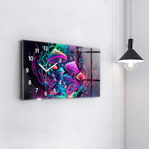 Horloge murale horizontale Champignons néon