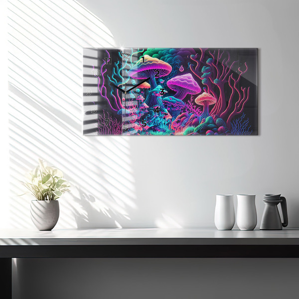 Horloge murale horizontale Champignons néon