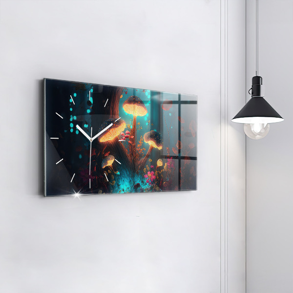 Horloge murale horizontale Forêt et champignons magiques