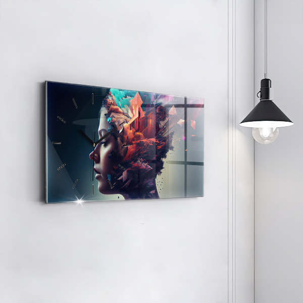Horloge murale horizontale Émotions femme abstraite