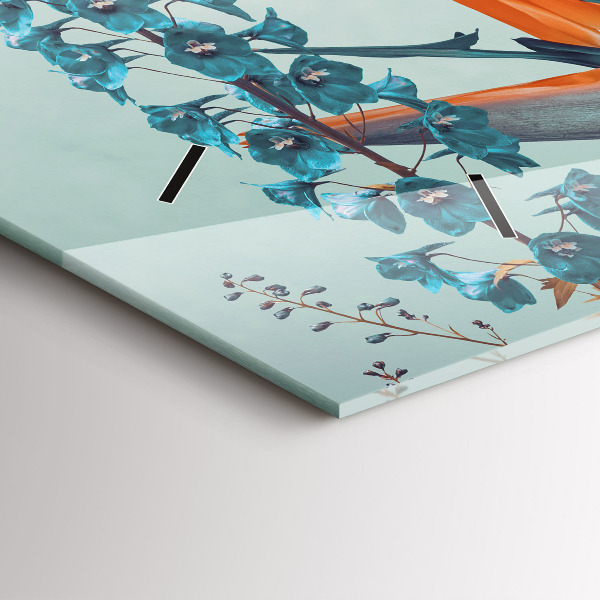 Horloge murale horizontale Femme avec des fleurs