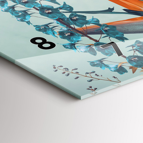 Horloge murale horizontale Femme avec des fleurs