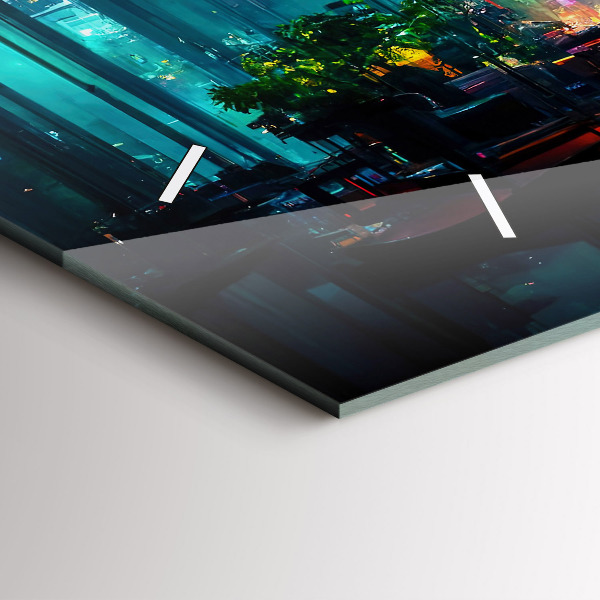 Horloge murale horizontale Ville de style cyberpunk