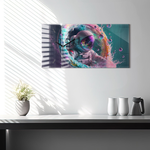 Horloge murale horizontale Nuages colorés des cosmonautes