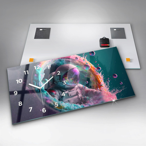 Horloge murale horizontale Nuages colorés des cosmonautes
