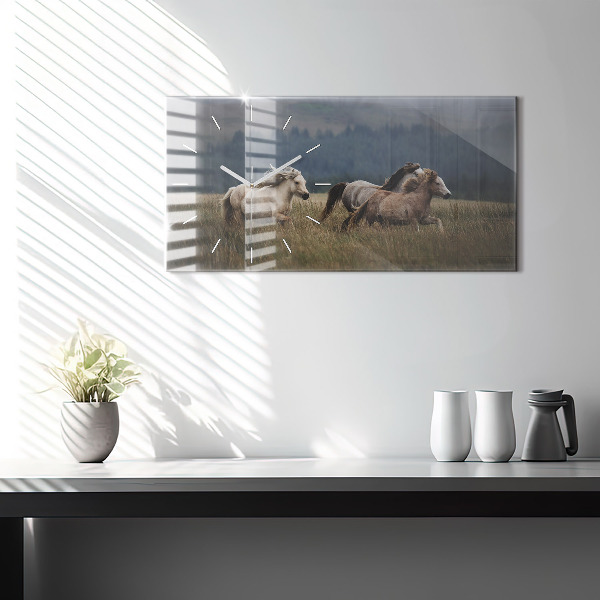 Horloge murale horizontale Chevaux au galop