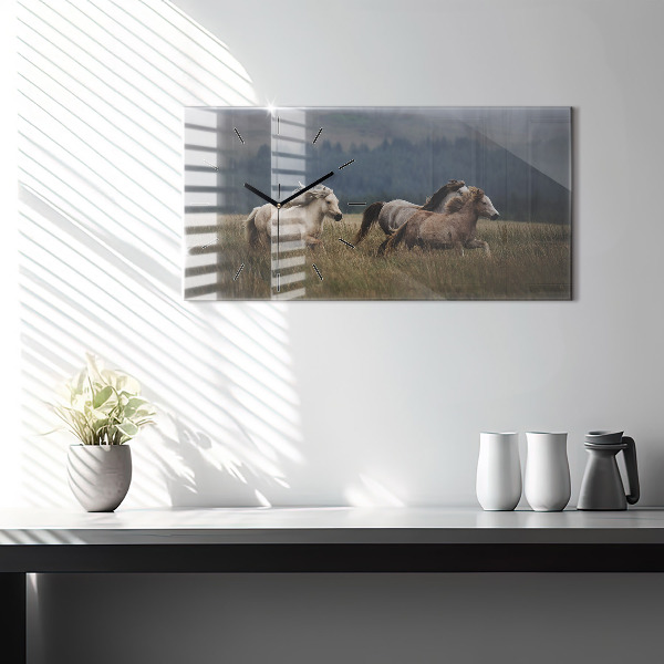 Horloge murale horizontale Chevaux au galop