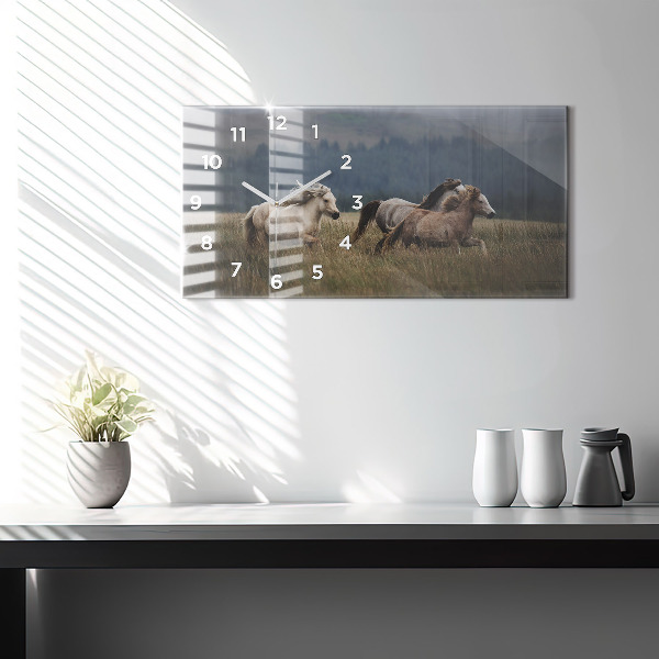 Horloge murale horizontale Chevaux au galop