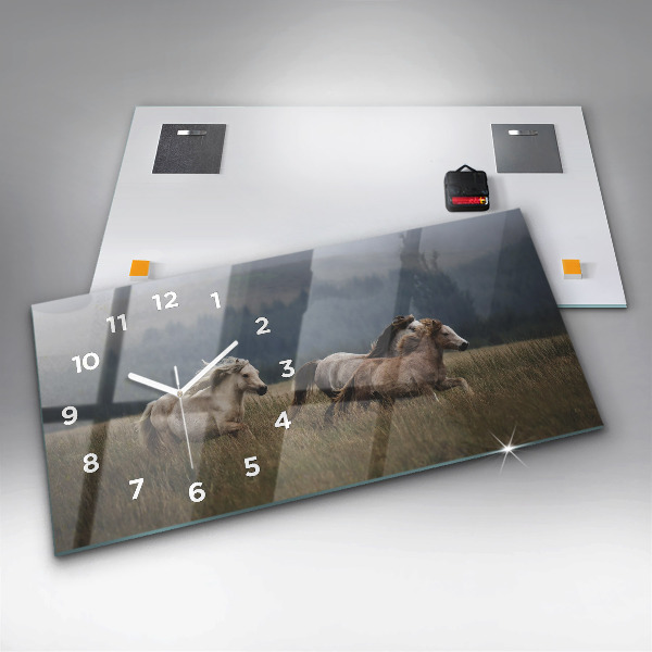 Horloge murale horizontale Chevaux au galop
