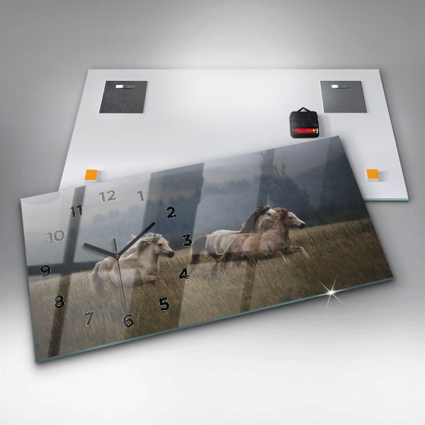Horloge murale horizontale Chevaux au galop