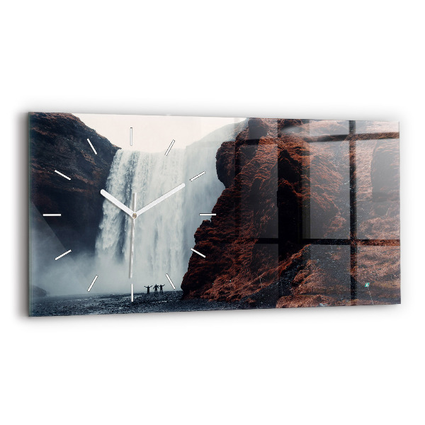 Horloge murale horizontale Paysage de cascades en Islande