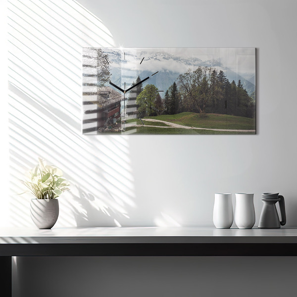 Horloge murale horizontale Vue sur la montagne