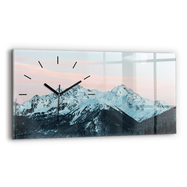 Horloge murale horizontale Chaîne de montagnes en hiver