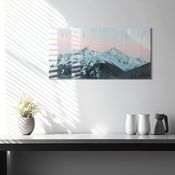 Horloge murale horizontale Chaîne de montagnes en hiver