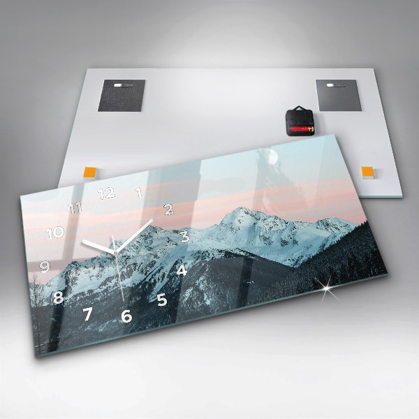 Horloge murale horizontale Chaîne de montagnes en hiver