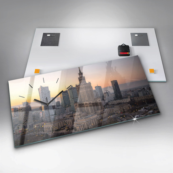 Horloge murale horizontale Panorama de Varsovie