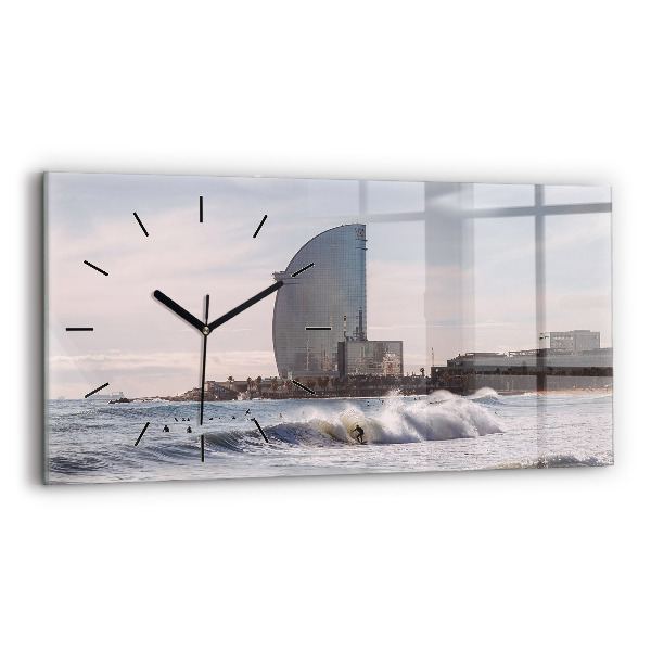 Horloge murale horizontale Surfeur de Barcelone